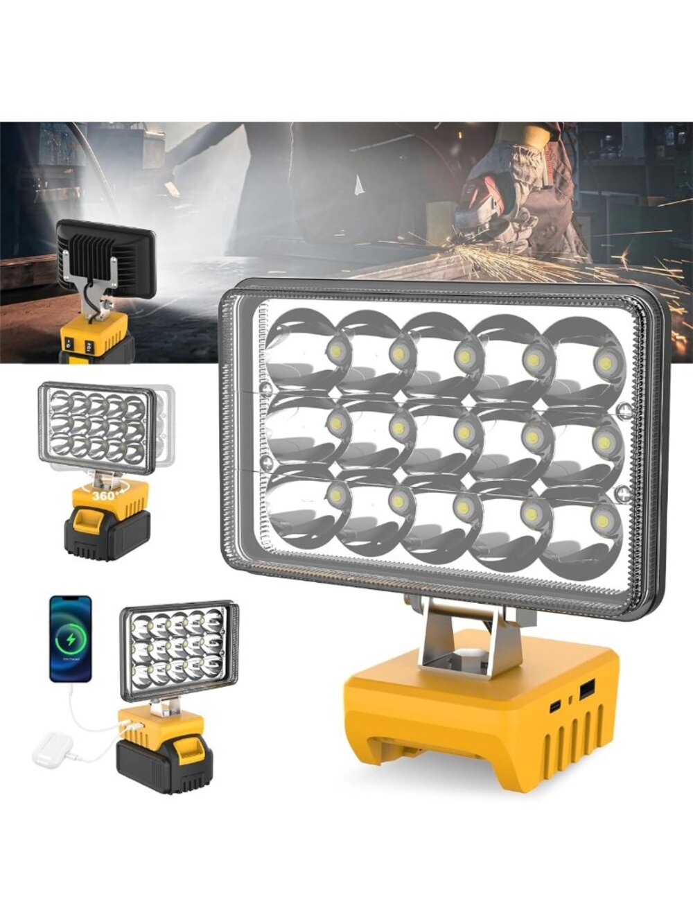 Versatile Cordless Work Light for 18V & 20V Batteries - Bright, Portable